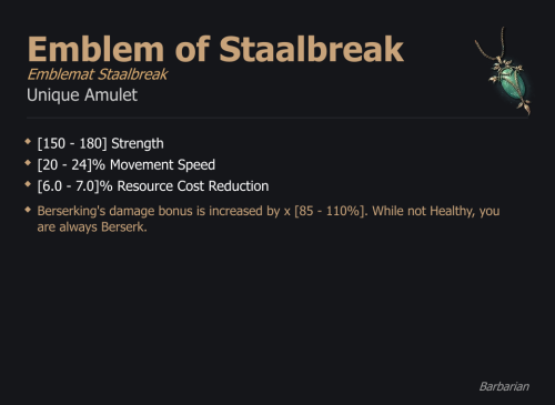 Emblem of Staalbreak / Emblemat Staalbreak UNIKAT Diablo IV SEZON