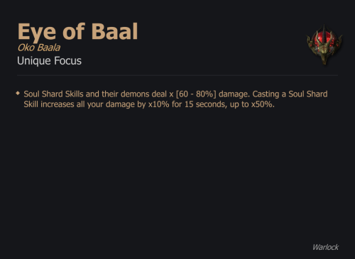 Eye of Baal / Oko Baala UNIKAT Diablo IV SEZON