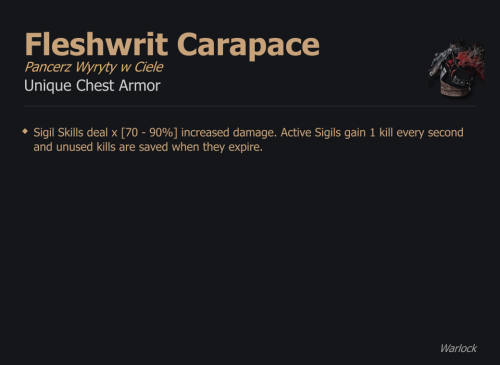 Fleshwrit Carapace / Pancerz Wyryty w Ciele UNIKAT Diablo IV SEZON