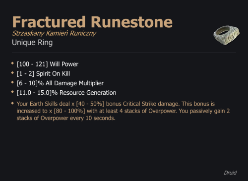 Fractured Runestone / Strzaskany Kamień Runiczny UNIKAT Diablo IV SEZON