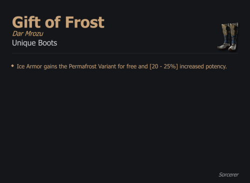 Gift of Frost / Dar Mrozu UNIKAT Diablo IV SEZON