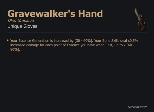 Gravewalker's Hand / Dłoń Grabarza UNIKAT Diablo IV SEZON