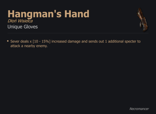 Hangman's Hand / Dłoń Wisielca UNIKAT Diablo IV SEZON