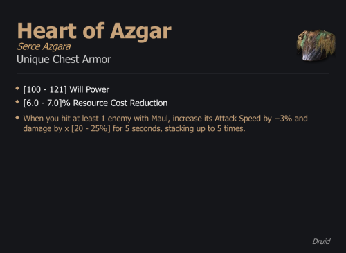 Heart of Azgar / Serce Azgara UNIKAT Diablo IV SEZON