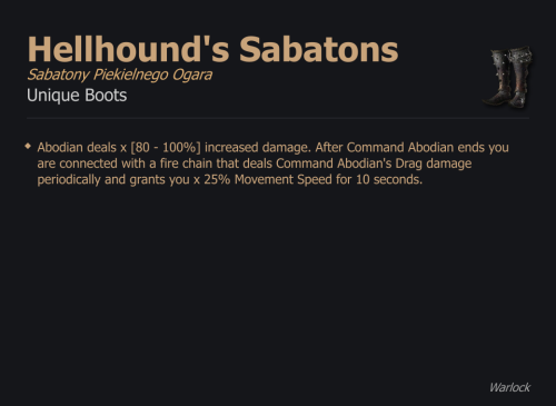 Hellhound's Sabatons / Sabatony Piekielnego Ogara UNIKAT Diablo IV SEZON