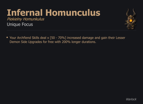 Infernal Homunculus / Piekielny Homunkulus UNIKAT Diablo IV SEZON