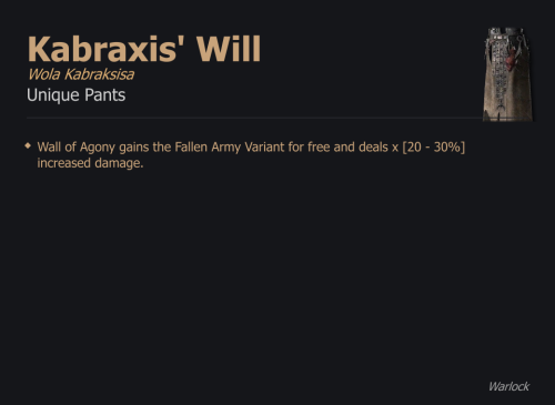 Kabraxis' Will / Wola Kabraksisa UNIKAT Diablo IV SEZON