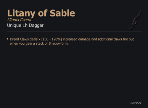 Litany of Sable / Litania Czerni UNIKAT Diablo IV SEZON