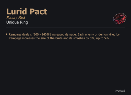 Lurid Pact / Ponury Pakt UNIKAT Diablo IV SEZON