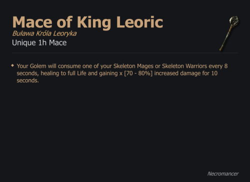 Mace of King Leoric / Buława Króla Leoryka UNIKAT Diablo IV SEZON