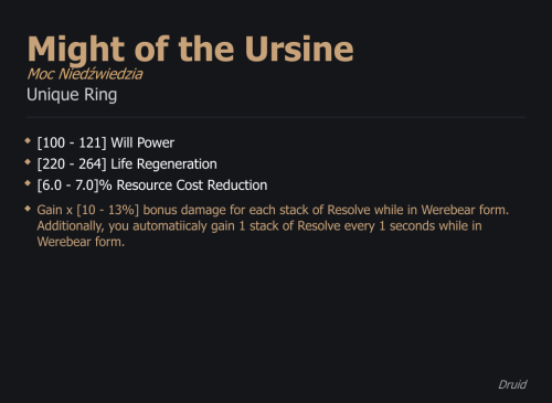 Might of the Ursine / Moc Niedźwiedzia UNIKAT Diablo IV SEZON