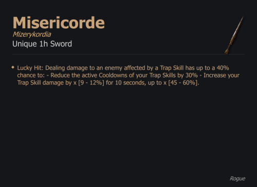 Misericorde / Mizerykordia UNIKAT Diablo IV SEZON