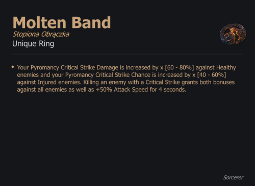 Molten Band / Stopiona Obrączka UNIKAT Diablo IV SEZON