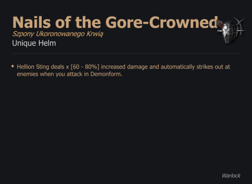Nails of the Gore-Crowned / Szpony Ukoronowanego Krwią UNIKAT Diablo IV SEZON