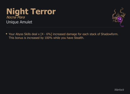 Night Terror / Nocna Mara UNIKAT Diablo IV SEZON