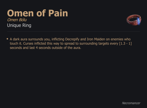Omen of Pain / Omen Bólu UNIKAT Diablo IV SEZON