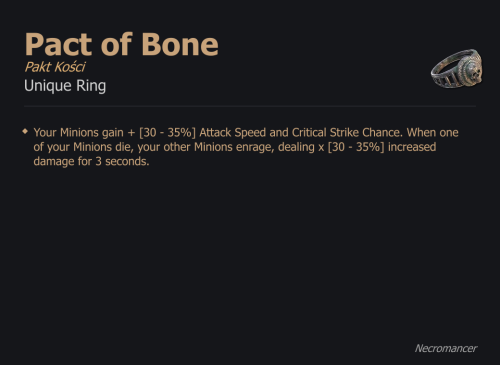 Pact of Bone / Pakt Kości UNIKAT Diablo IV SEZON