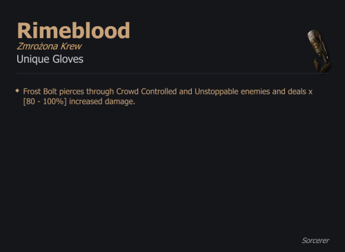 Rimeblood / Zmrożona Krew UNIKAT Diablo IV SEZON