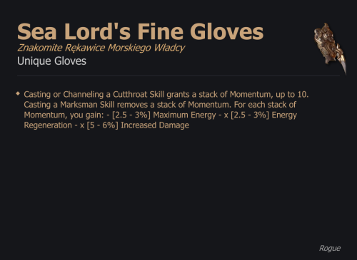 Sea Lord's Fine Gloves / Znakomite Rękawice Morskiego Władcy UNIKAT Diablo IV SEZON