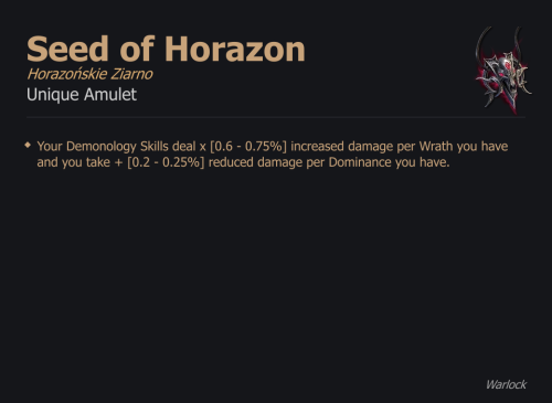 Seed of Horazon / Horazońskie Ziarno UNIKAT Diablo IV SEZON