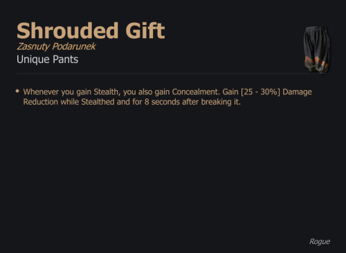 Shrouded Gift / Zasnuty Podarunek UNIKAT Diablo IV SEZON