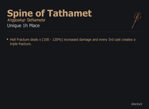 Spine of Tathamet / Kręgosłup Tathameta UNIKAT Diablo IV SEZON