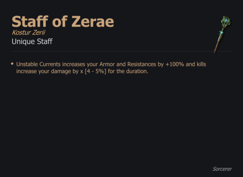 Staff of Zerae / Kostur Zerii UNIKAT Diablo IV SEZON