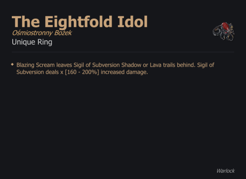 The Eightfold Idol / Ośmiostronny Bożek UNIKAT Diablo IV SEZON
