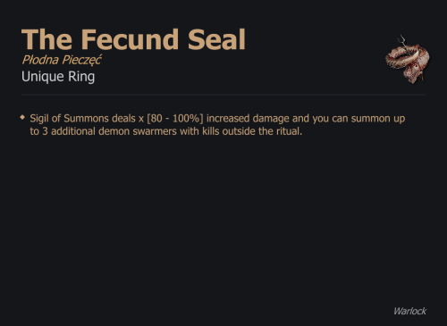 The Fecund Seal / Płodna Pieczęć UNIKAT Diablo IV SEZON