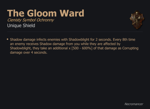 The Gloom Ward / Cienisty Symbol Ochronny UNIKAT Diablo IV SEZON