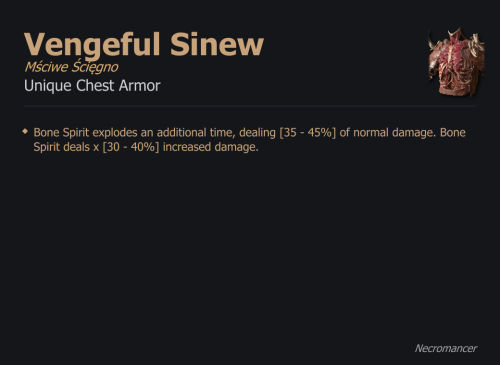 Vengeful Sinew / Mściwe Ścięgno UNIKAT Diablo IV SEZON