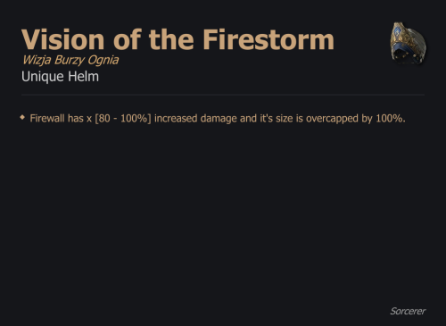 Vision of the Firestorm / Wizja Burzy Ognia UNIKAT Diablo IV SEZON