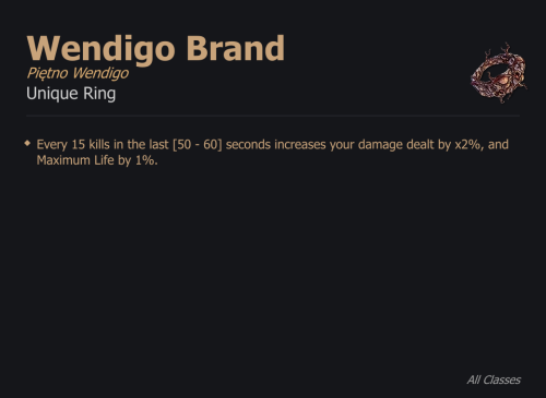 Wendigo Brand / Piętno Wendigo UNIKAT Diablo IV SEZON