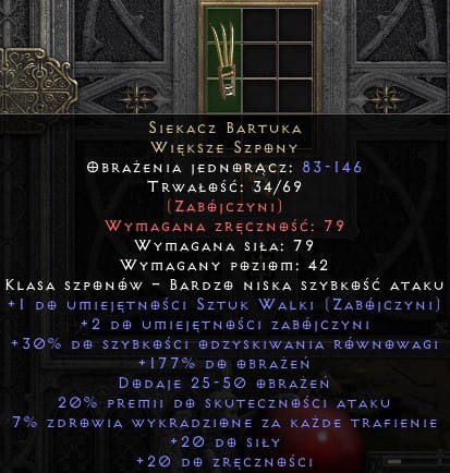 Siekacz Bartuca Bartuka D2R Diablo 2 Resurrected ROTW Ladder