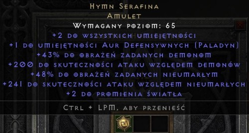 Amulet Paladyn Hymn Serafina D2R Diablo 2 Resurrected ROTW Ladder