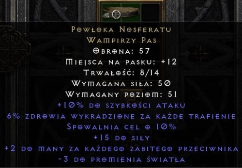 Pas Powłoka Nosferatu D2R Diablo 2 Resurrected ROTW Ladder