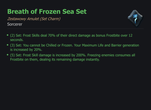 SET SORCERER Breath of Frozen Sea CAŁY ZESTAW TALIZMANY SEZON