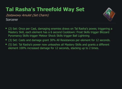 SET SORCERER Tal Rasha's Threefold Way CAŁY ZESTAW TALIZMANY SEZON