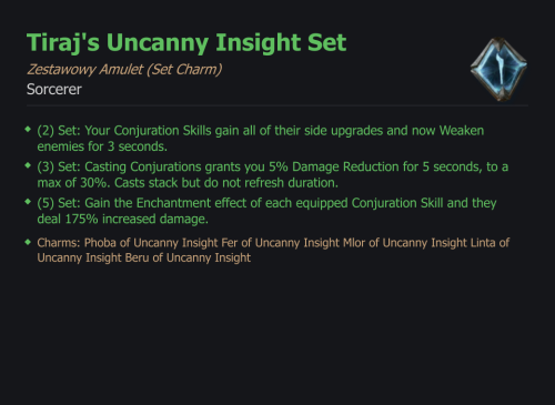 SET SORCERER Tiraj's Uncanny Insight CAŁY ZESTAW TALIZMANY SEZON