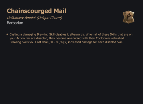 UNIKATOWY AMULET Chainscourged Mail DIABLO 4 SEZON