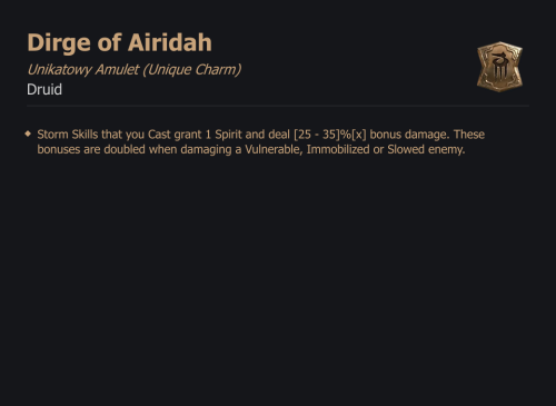 UNIKATOWY AMULET Dirge of Airidah DIABLO 4 SEZON