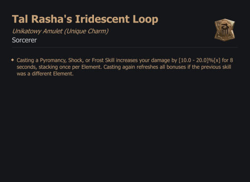 UNIKATOWY AMULET Tal Rasha's Iridescent Loop DIABLO 4 SEZON