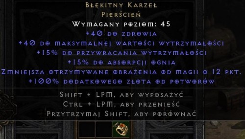 Pierścień Dwarf Błękitny Karzeł D2R Diablo 2 Resurrected ROTW Ladder