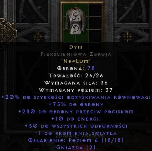 Dym Smoke Zbroja D2R Diablo 2 Resurrected ROTW Ladder