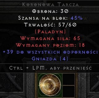 Koronowa Tarcza 39 All Res 4 Sockets D2R ROTW Non Ladder