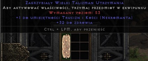 Talizman Nekromanta Kości + 32 Life ROTW Non Ladder