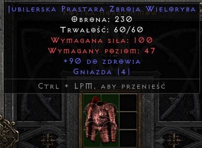 Zbroja 90 Life 4 Dziury D2R ROTW Non Ladder