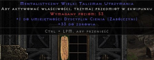 Talizman Shadow Zabójczyni 33 Life ROTW Non Ladder