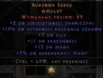 Amulet Zabójczyni 19 FCR ROTW Non Ladder