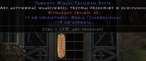 Talizman Fire + 18 Life ROTW Non Ladder